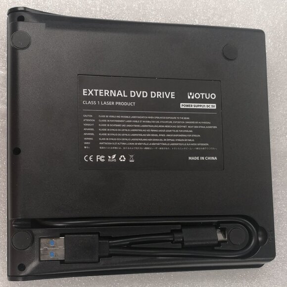 External CD/DVD Drive for Laptop USB 3.0, USBC Portable Burner DVD/CD Player Blk - Picture 2 of 8